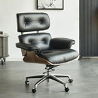 Fauteuil de bureau ergonomique moderne du milieu du siècle en cuir véritable