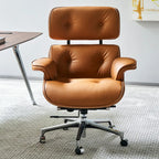 Fauteuil de bureau ergonomique moderne du milieu du siècle en cuir véritable