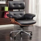 Fauteuil de bureau ergonomique moderne du milieu du siècle en cuir véritable