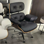 Fauteuil de bureau ergonomique moderne du milieu du siècle en cuir véritable