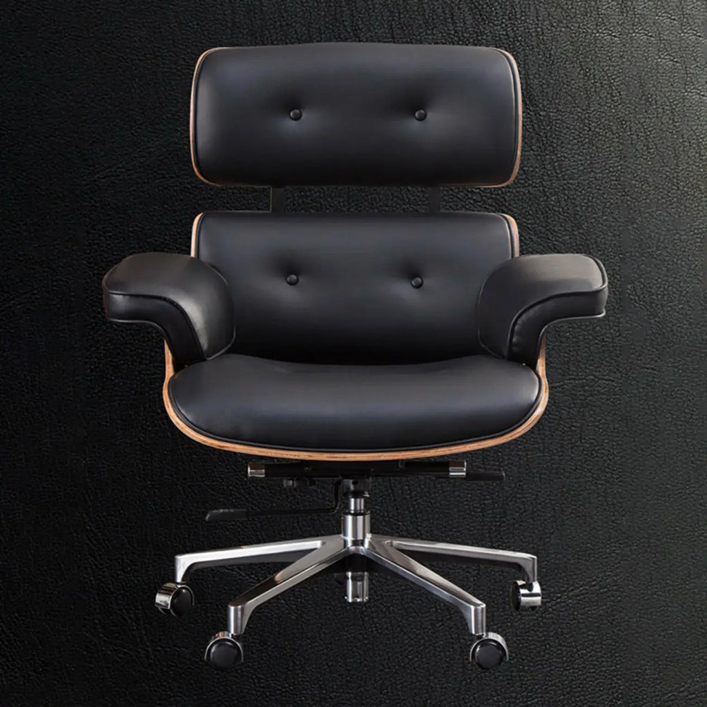 Fauteuil de bureau ergonomique moderne du milieu du siècle en cuir véritable