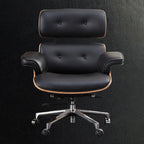 Fauteuil de bureau ergonomique moderne du milieu du siècle en cuir véritable