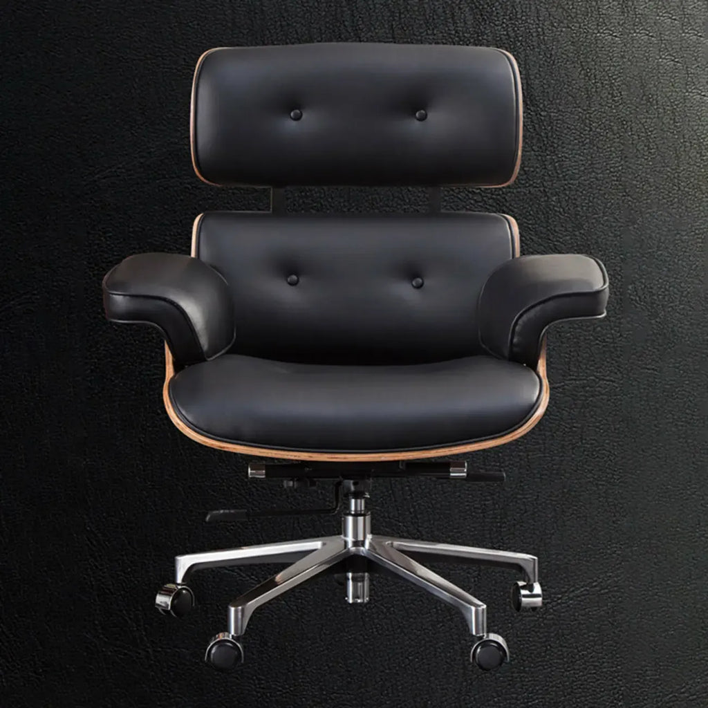 Fauteuil de bureau ergonomique moderne du milieu du siècle en cuir véritable