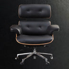Fauteuil de bureau ergonomique moderne du milieu du siècle en cuir véritable