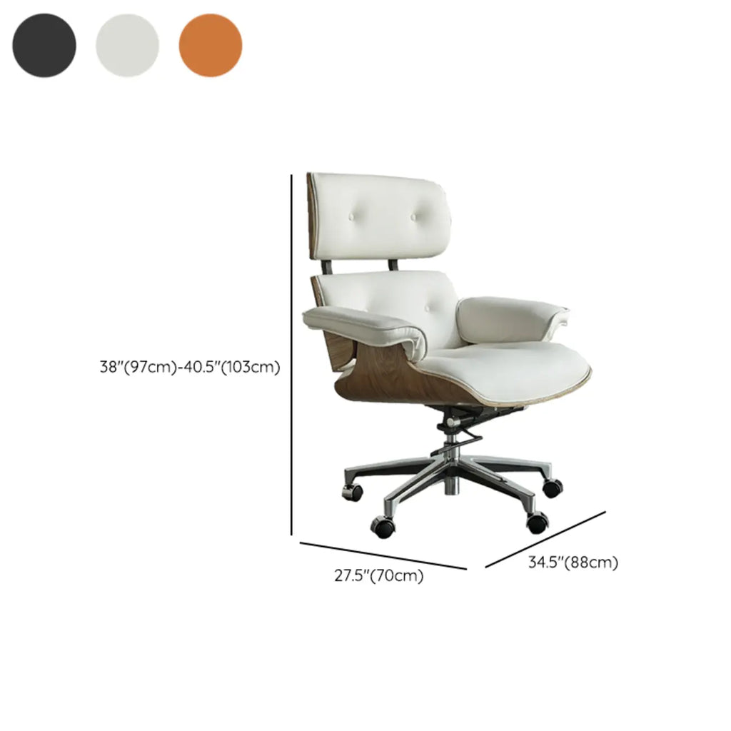 Fauteuil de bureau ergonomique moderne du milieu du siècle en cuir véritable