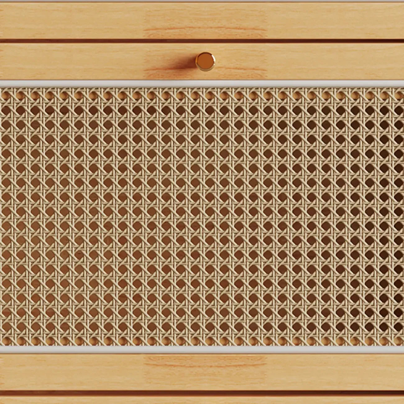 Meuble à chaussures bohème en bois massif avec portes en rotin
