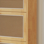 Meuble à chaussures bohème en bois massif avec portes en rotin