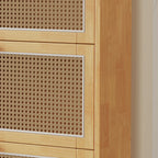 Meuble à chaussures bohème en bois massif avec portes en rotin