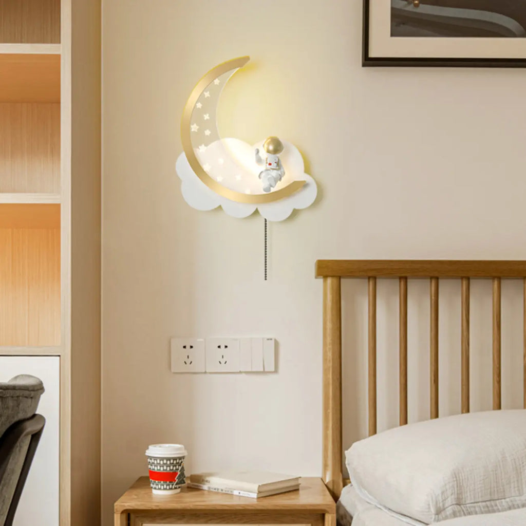 Applique murale LED à intensité variable en forme d'astronaute lunaire pour lampe de chevet