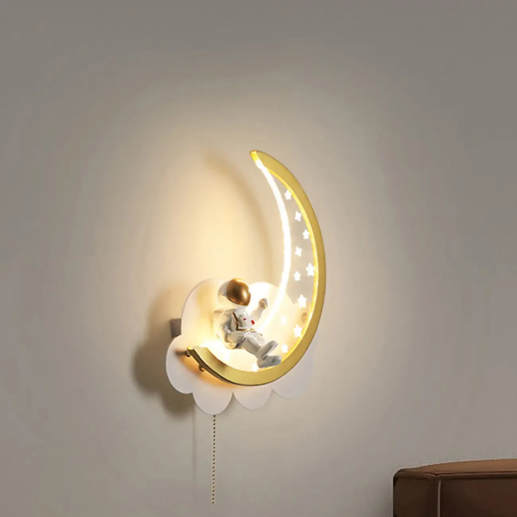 Applique murale LED à intensité variable en forme d'astronaute lunaire pour lampe de chevet