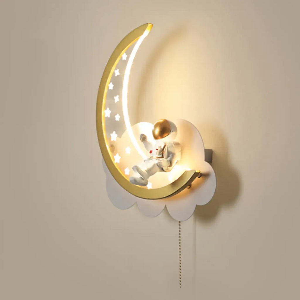 Applique murale LED à intensité variable en forme d'astronaute lunaire pour lampe de chevet