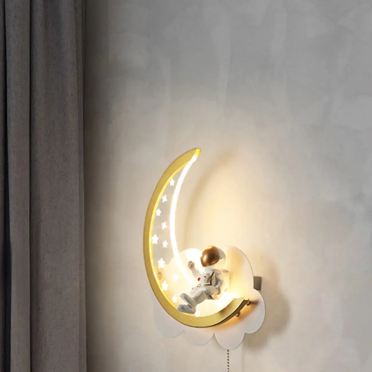 Applique murale LED à intensité variable en forme d'astronaute lunaire pour lampe de chevet