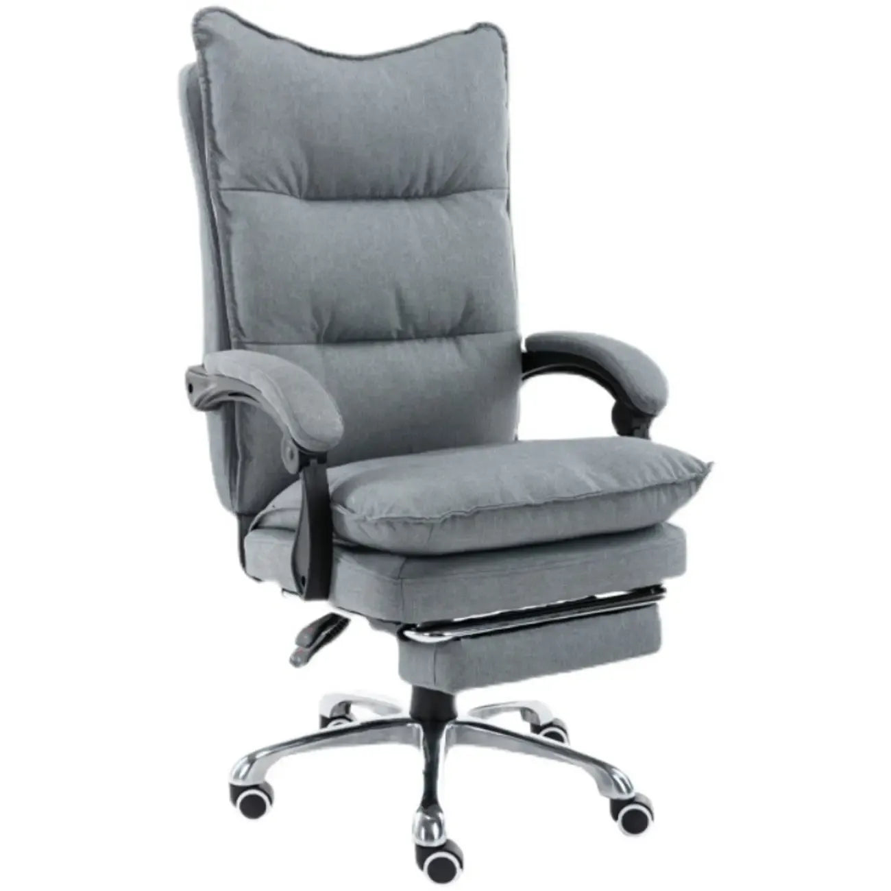 Chaise de bureau moderne en tissu gris avec repose-pieds