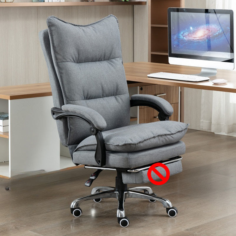 Chaise de bureau moderne en tissu gris avec repose-pieds