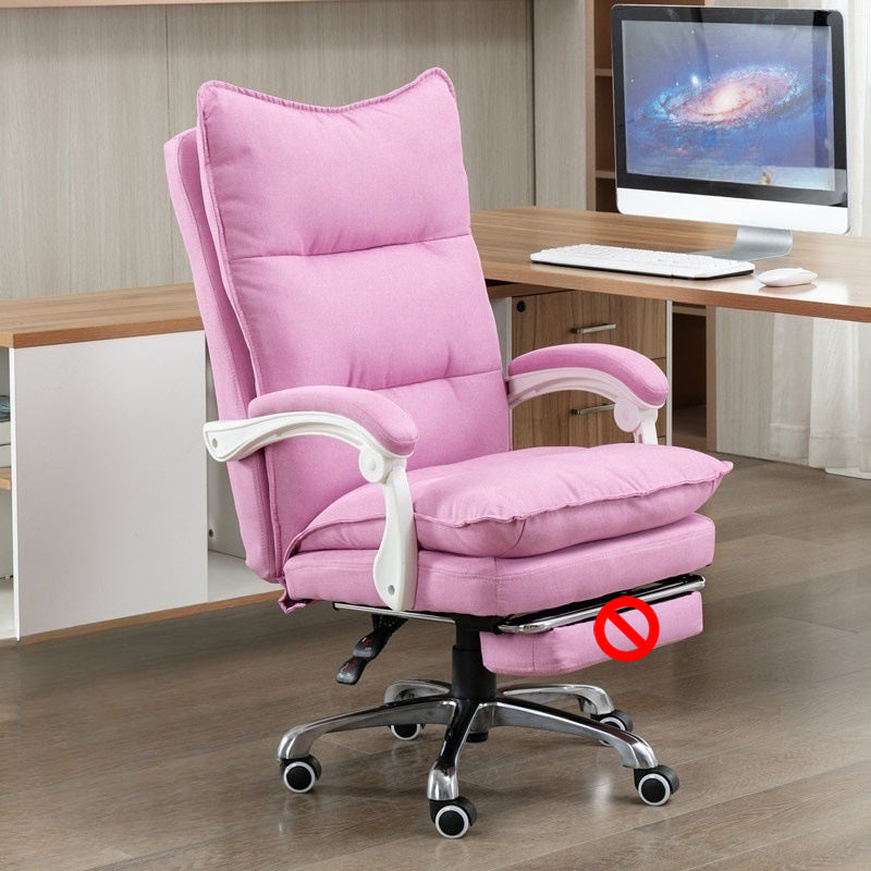 Chaise de bureau moderne en tissu gris avec repose-pieds