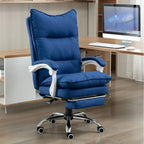 Chaise de bureau moderne en tissu gris avec repose-pieds