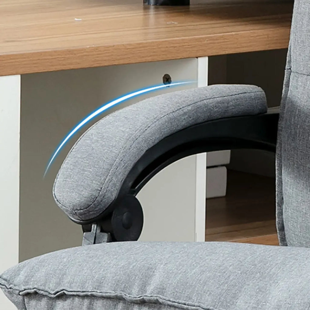 Chaise de bureau moderne en tissu gris avec repose-pieds