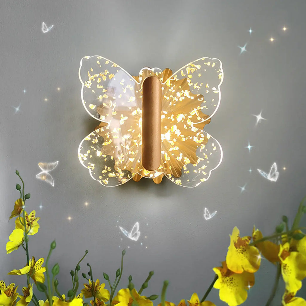 Applique murale papillon en cristal à intensité variable pour la décoration de la chambre