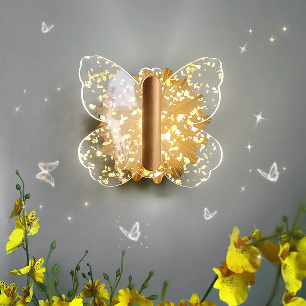 Applique murale papillon en cristal à intensité variable pour la décoration de la chambre