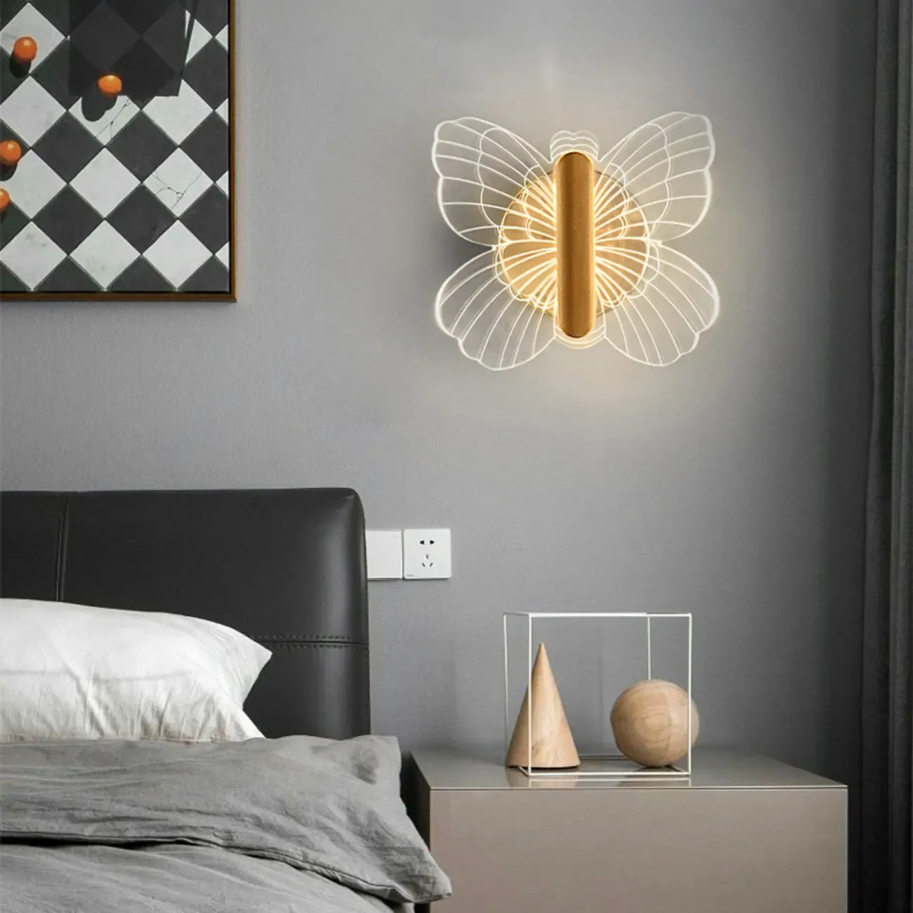 Applique murale papillon en cristal à intensité variable pour la décoration de la chambre