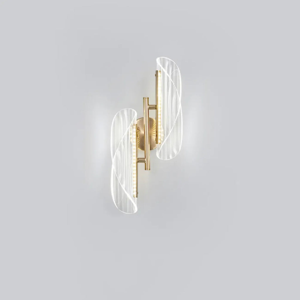 Applique da Parete a LED Art Déco in Metallo Dorato e Acrilico