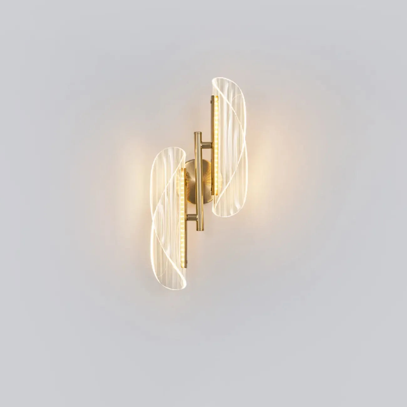 Applique da Parete a LED Art Déco in Metallo Dorato e Acrilico