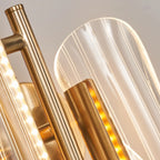 Applique da Parete a LED Art Déco in Metallo Dorato e Acrilico