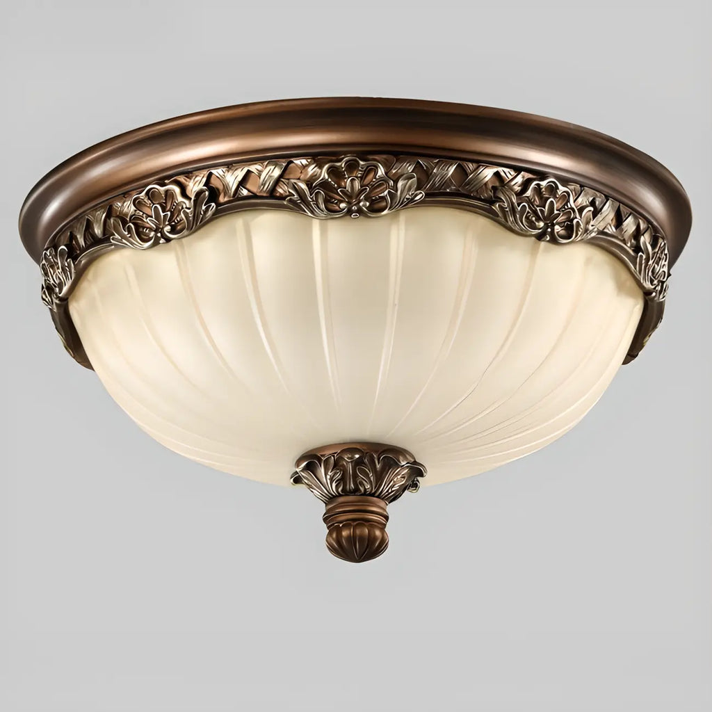 Plafonnier classique marron vintage à dôme en verre