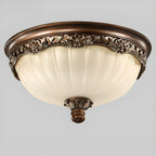 Plafonnier classique marron vintage à dôme en verre
