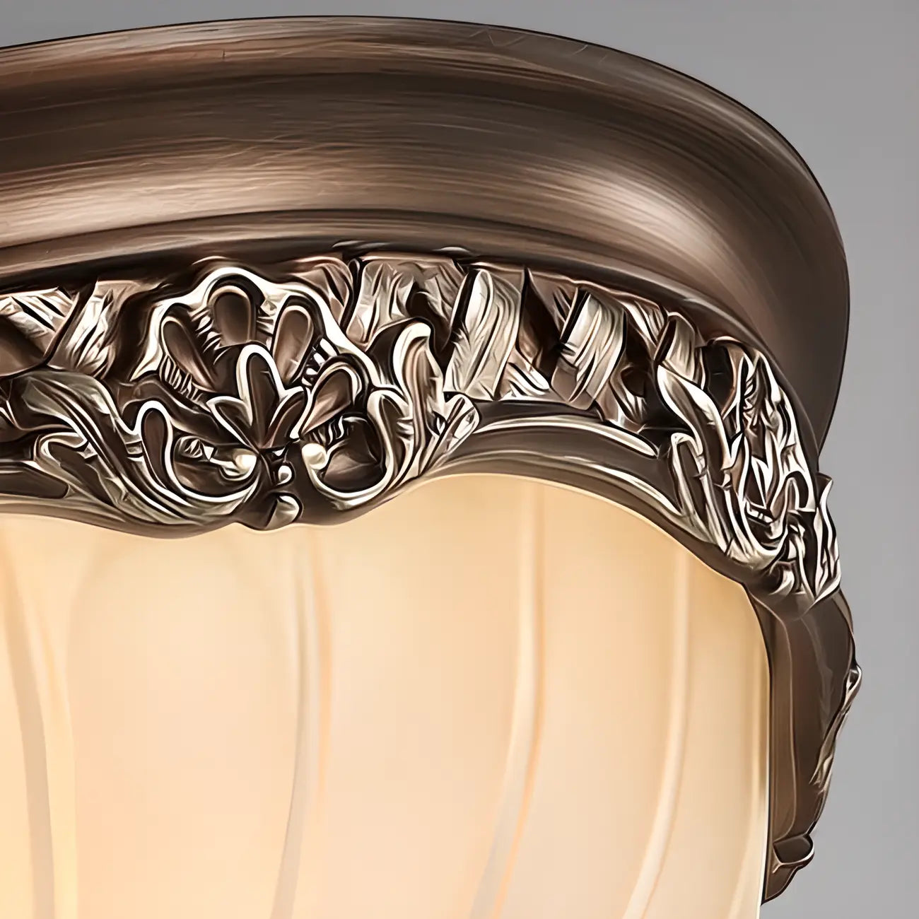 Plafonnier classique marron vintage à dôme en verre