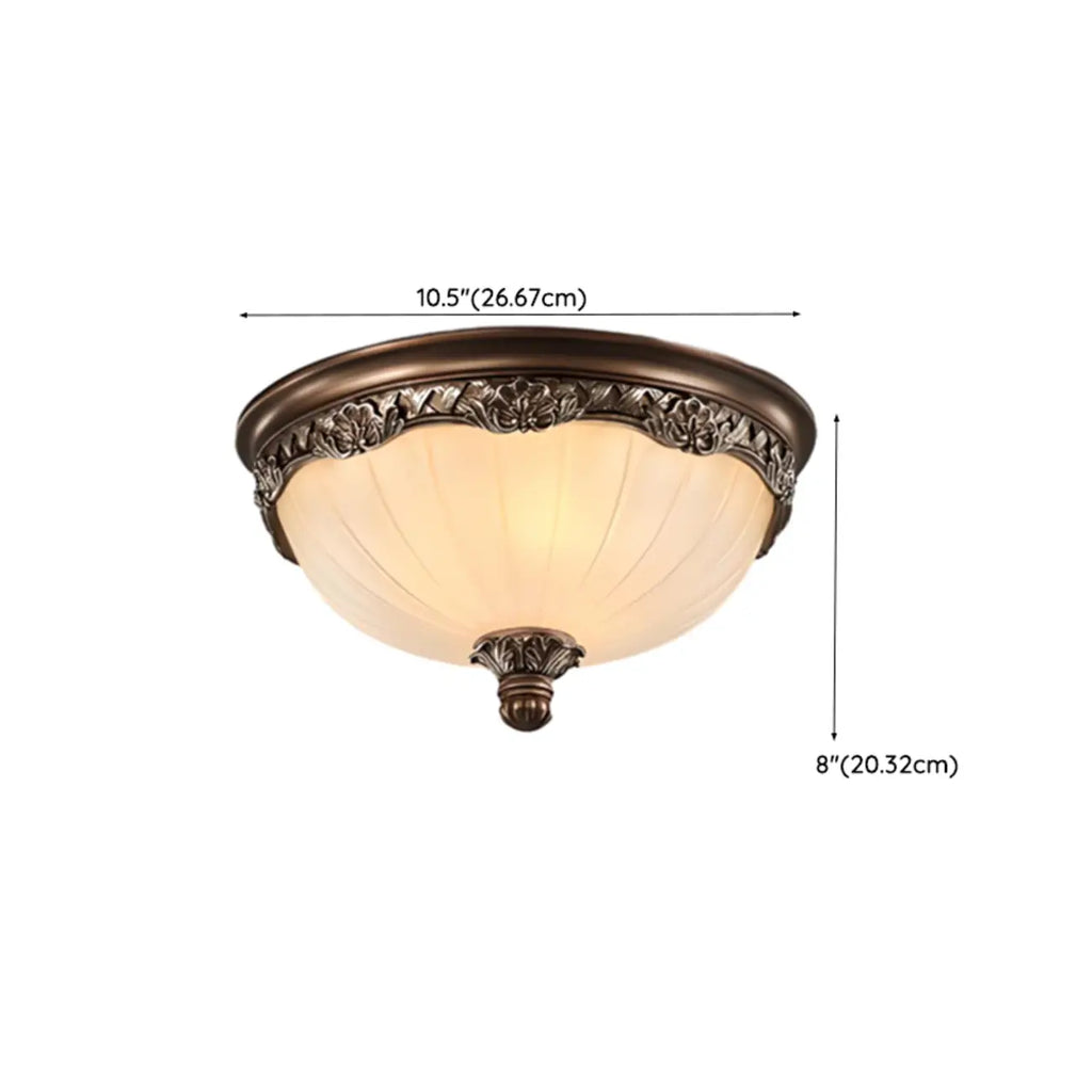 Plafonnier classique marron vintage à dôme en verre