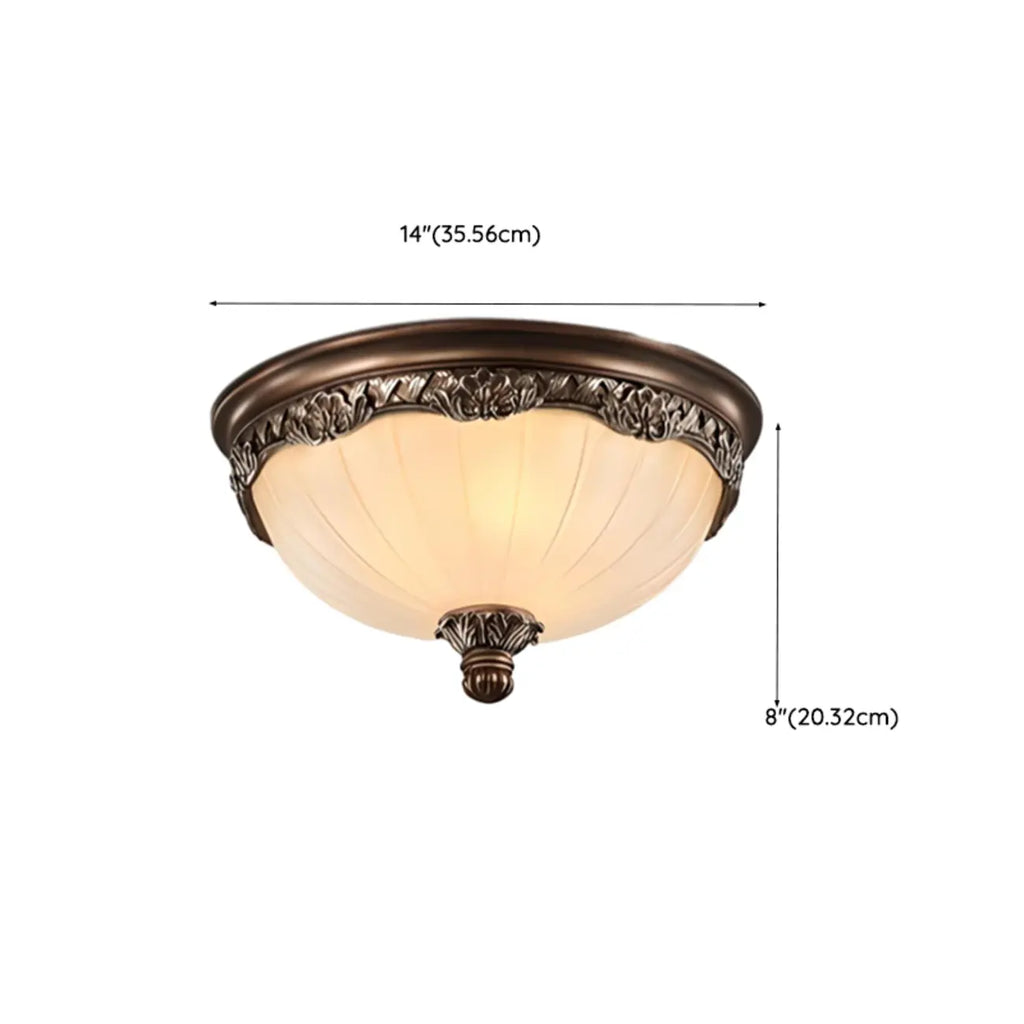 Plafonnier classique marron vintage à dôme en verre