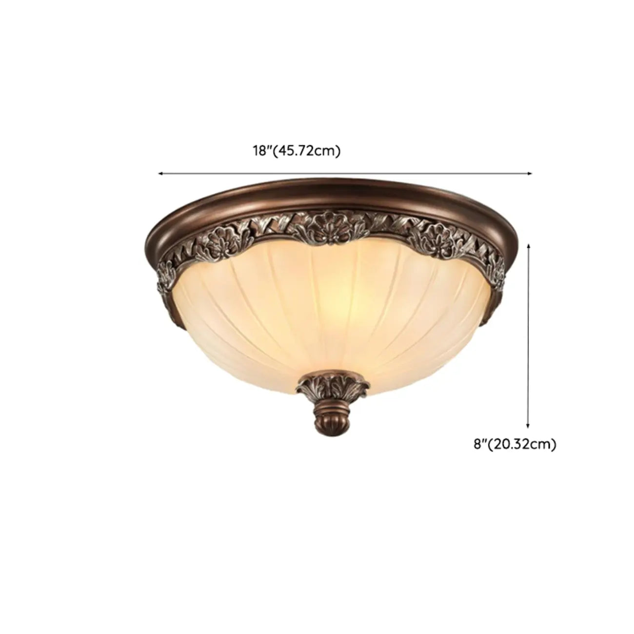 Plafonnier classique marron vintage à dôme en verre