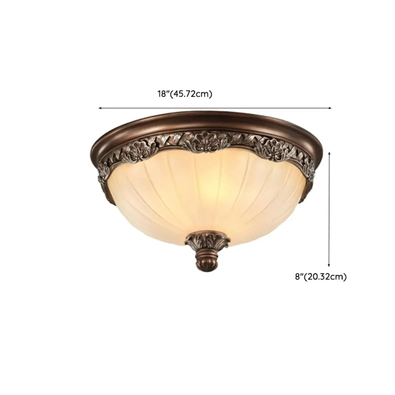 Plafonnier classique marron vintage à dôme en verre