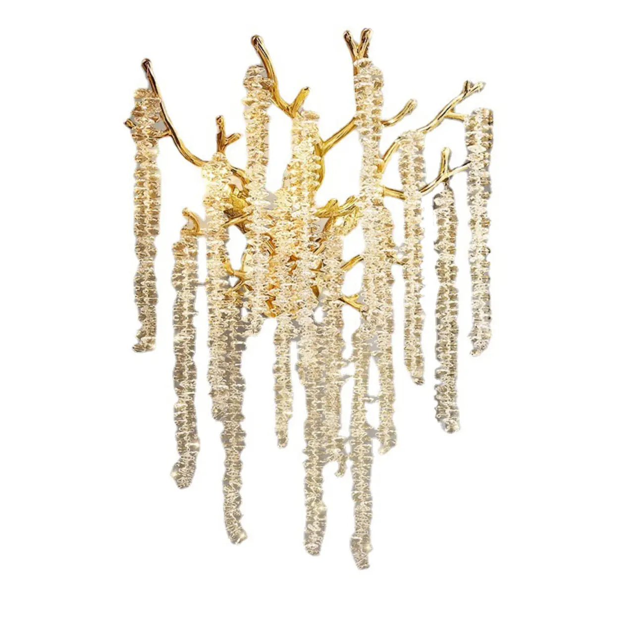 Applique murale de luxe en métal doré et cristal en forme de branche