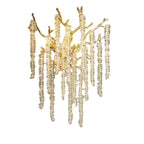 Applique murale de luxe en métal doré et cristal en forme de branche
