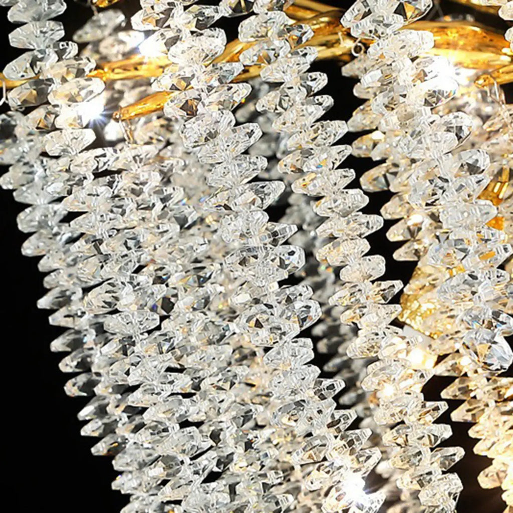 Applique murale de luxe en métal doré et cristal en forme de branche