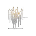 Applique murale de luxe en métal doré et cristal en forme de branche