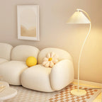 Lampadaire moderne en tissu plissé blanc et métal 61