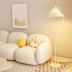 Lampadaire moderne en tissu plissé blanc et métal 61