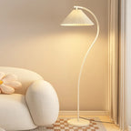 Lampadaire moderne en tissu plissé blanc et métal 61