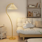 Lampadaire moderne en tissu plissé blanc et métal 61