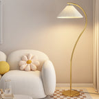 Lampadaire moderne en tissu plissé blanc et métal 61