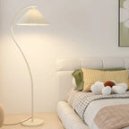 Lampadaire moderne en tissu plissé blanc et métal 61