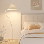 Lampadaire moderne en tissu plissé blanc et métal 61