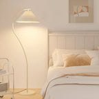 Lampadaire moderne en tissu plissé blanc et métal 61