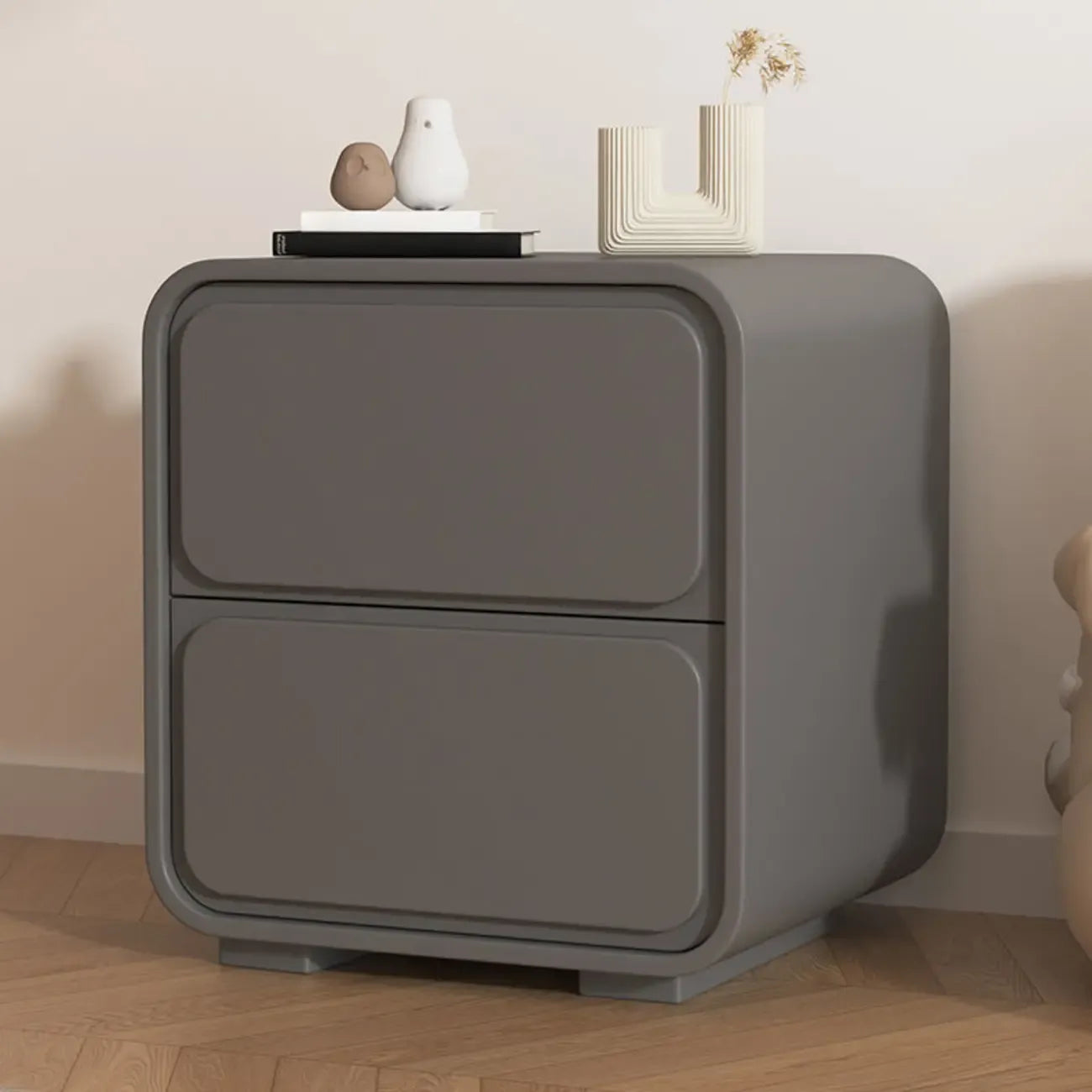 Table de chevet moderne à 2 tiroirs - Beige