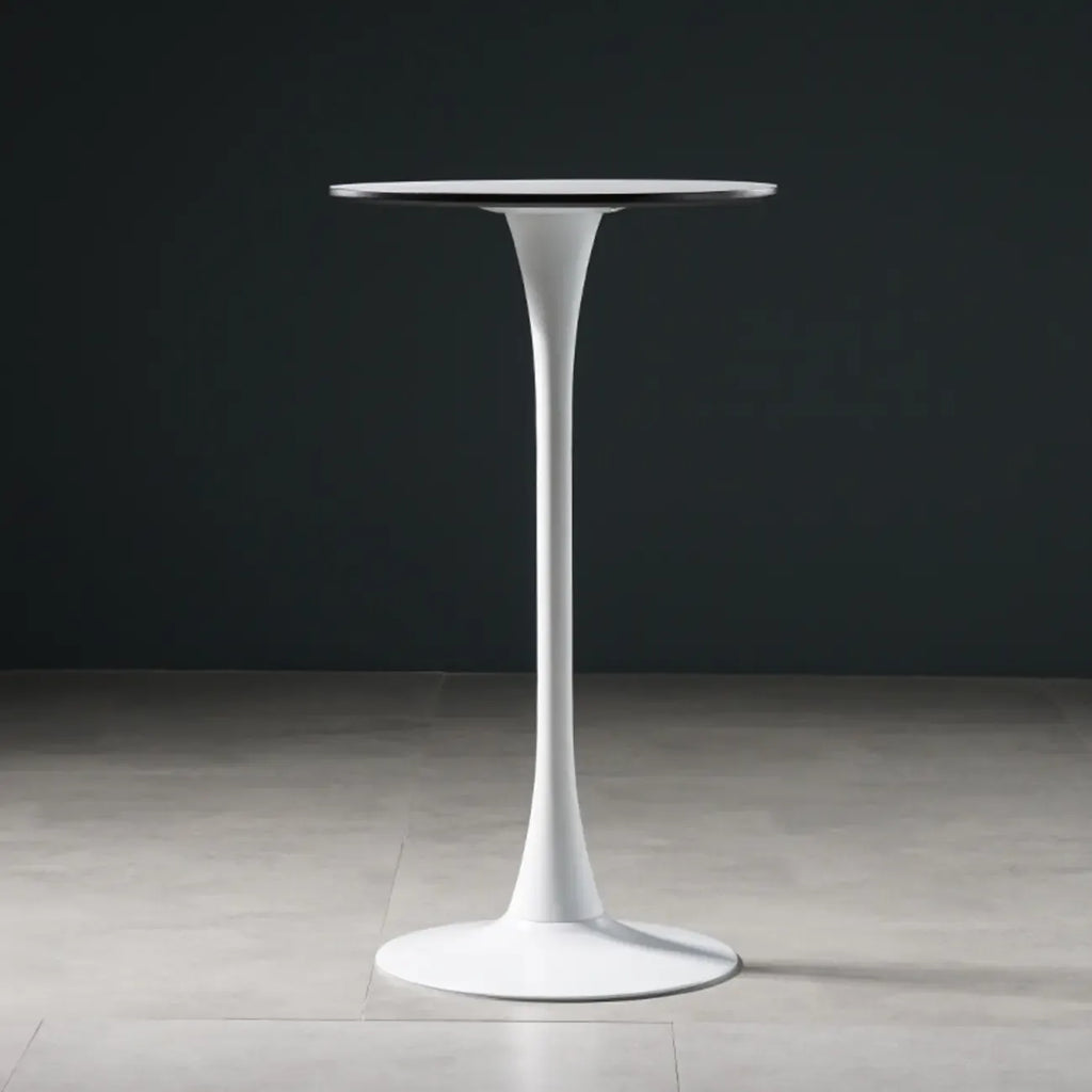 Tables de bar rondes modernes en bois gris avec piètement tulipe