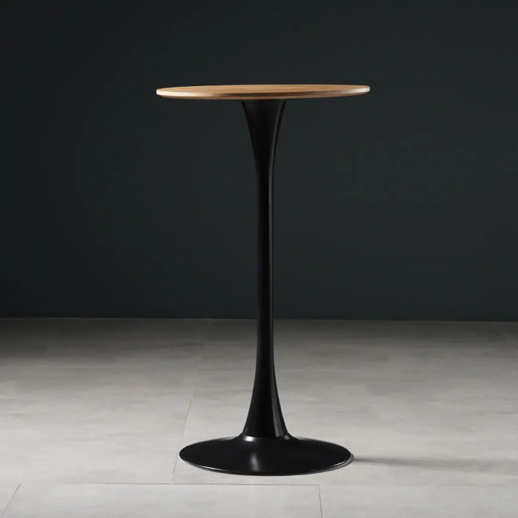Tables de bar rondes modernes en bois gris avec piètement tulipe