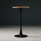 Tables de bar rondes modernes en bois gris avec piètement tulipe